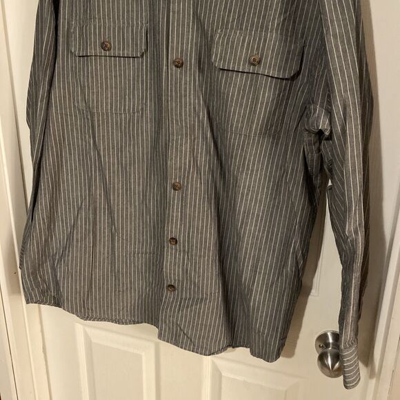 Duluth Trading Co. Men’s Shirt Size Large Front Button Coolmax Vertical Stripes - Picture 6 of 12